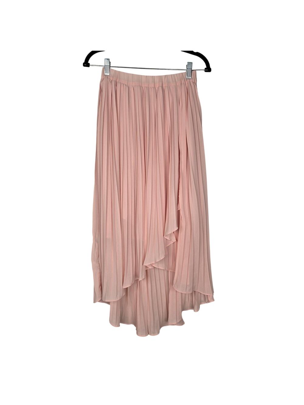 Notations Skirt Womens XS Pink Pleated Chiffon Asymmetric Hem Midi Lined Boho